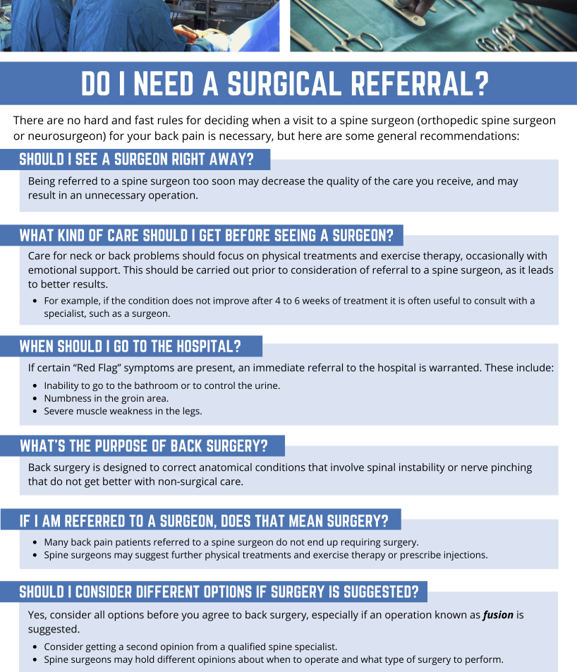 Reduce unneccesary surgical referrals